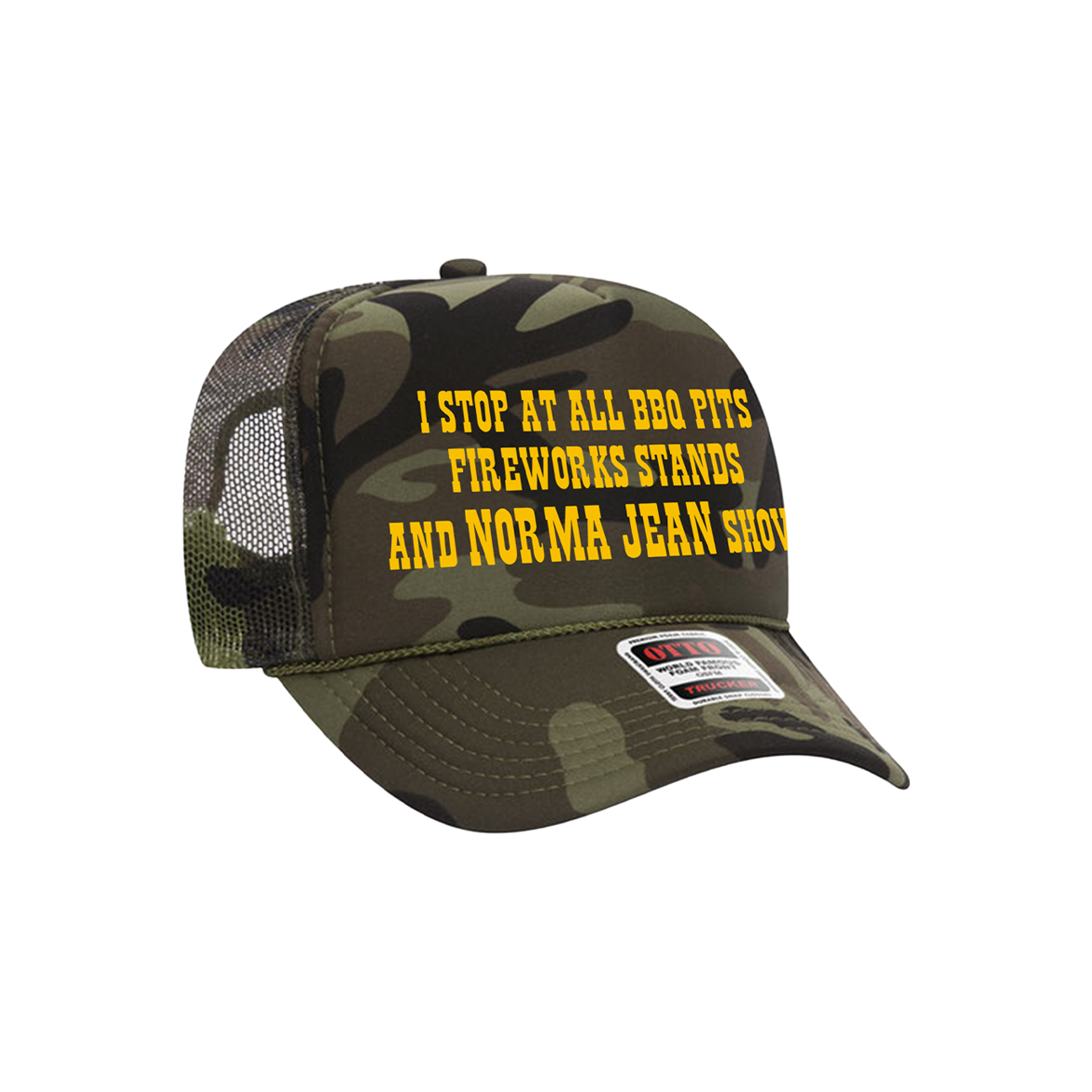 "I Stop At.." Camo Trucker Hat